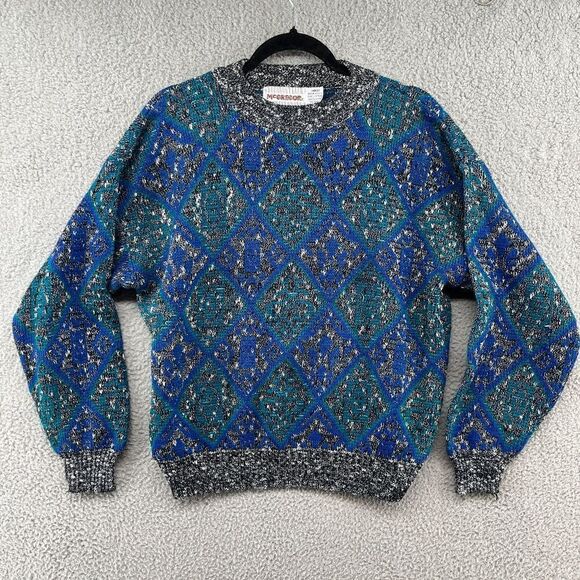 Vintage 1980s McGregor Multicolored Dad Grandpa Crewneck Sweater Large Geometric - Picture 1 of 13